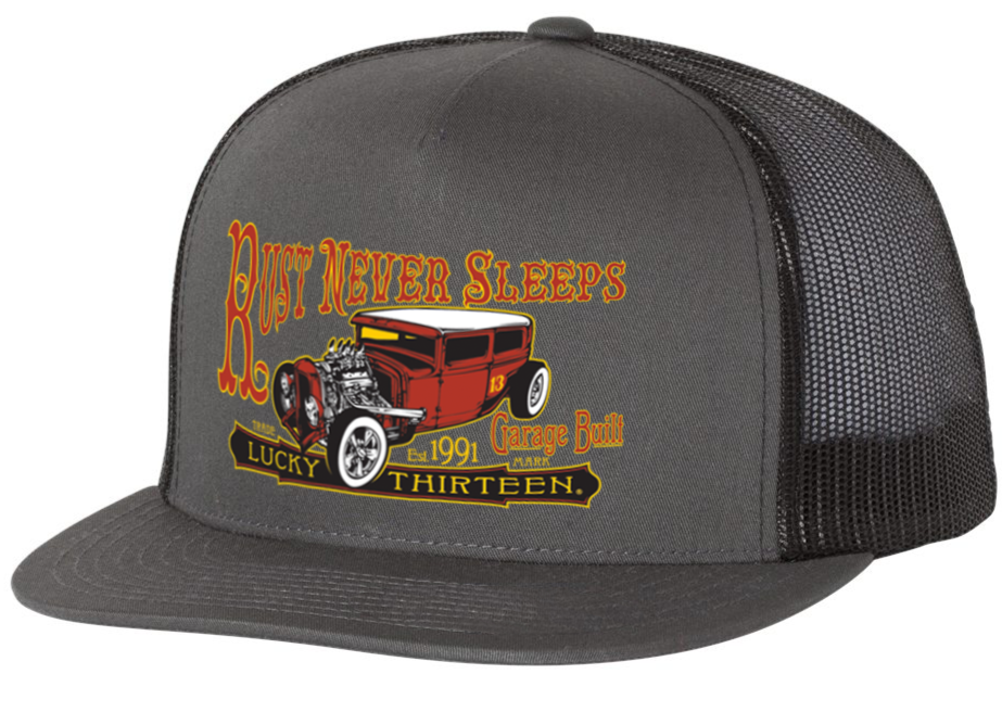 The RUST NEVER SLEEPS Cap - CHARCOAL/BLACK *NEW*