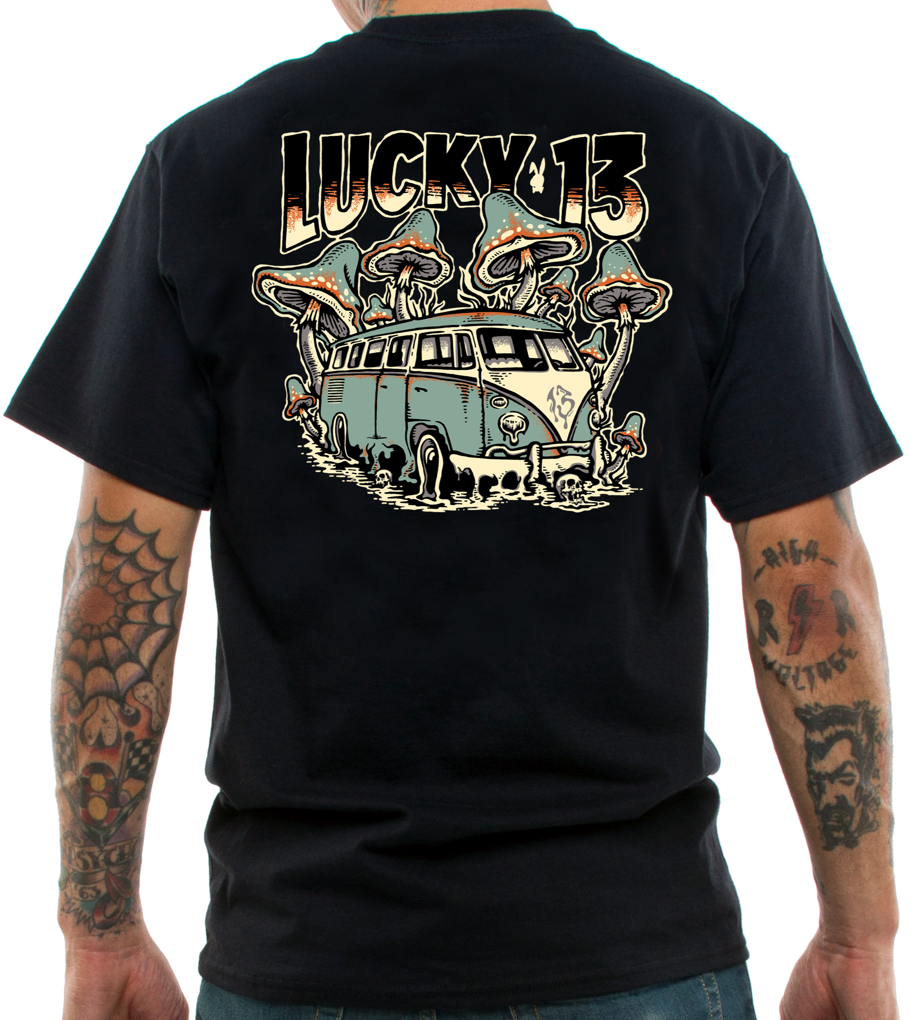 Lucky 13 Iron Whores Mens Tattoo Vintage Chopper Punk Goth Work Shirt S-4Xl