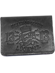 The DEATH OR GLORY Leather Card Holder Wallet - BLACK