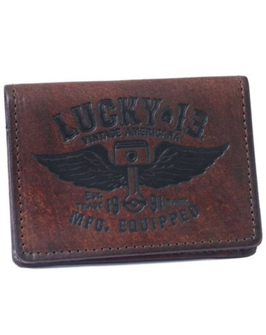 The WINGED PISTON Leather Card Holder Wallet - ANTIQUED BROWN