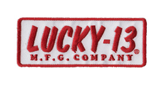 The LUCKY 13 MANUFACTURING CO. Patch - WHITE/RED **NEW**