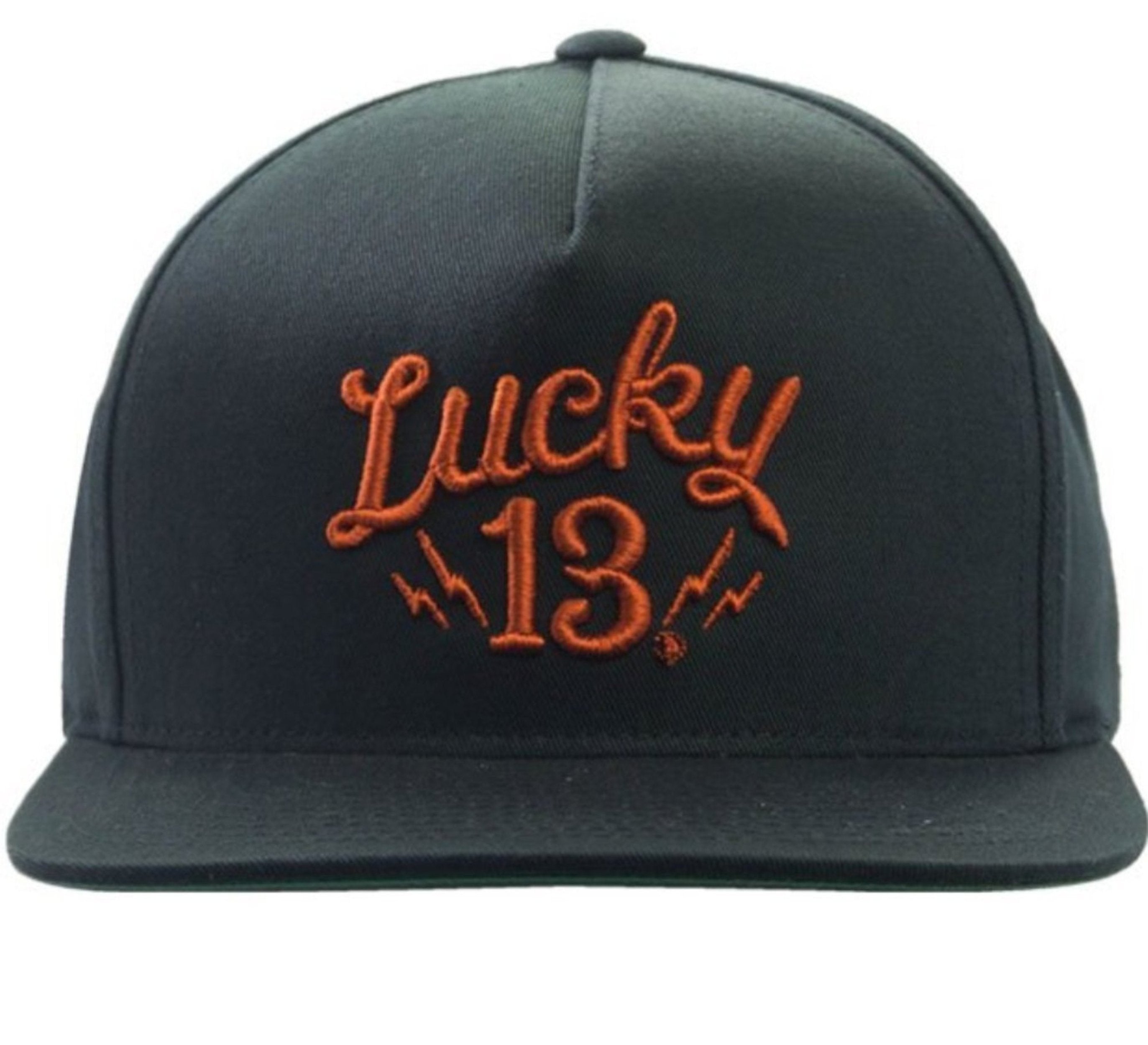 The “Shocker” Snapback Hat by Lucky 13 BLACK/RUST – Lucky13apparel
