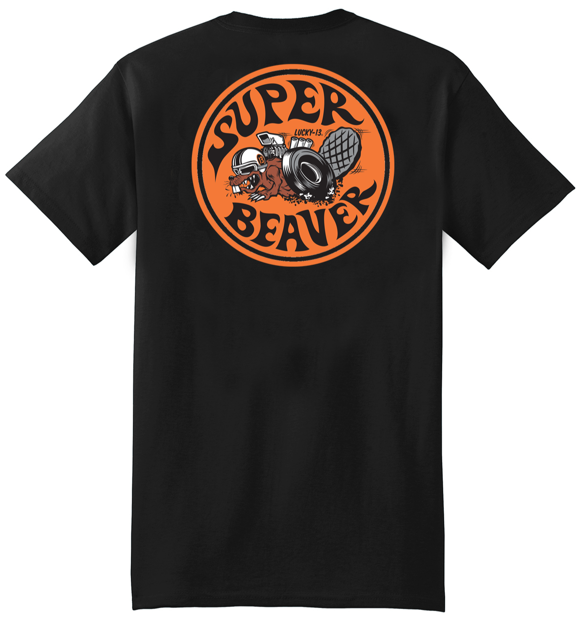 The SUPER BEAVER Men's Short Sleeve Tee Shirt By Lucky 13 Black The SUPER BEAVER Men's Short Sleeve Tee Shirt By Lucky 13 Black