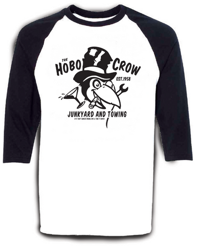 HOBO CROW Raglan Tee - WHITE/BLACK