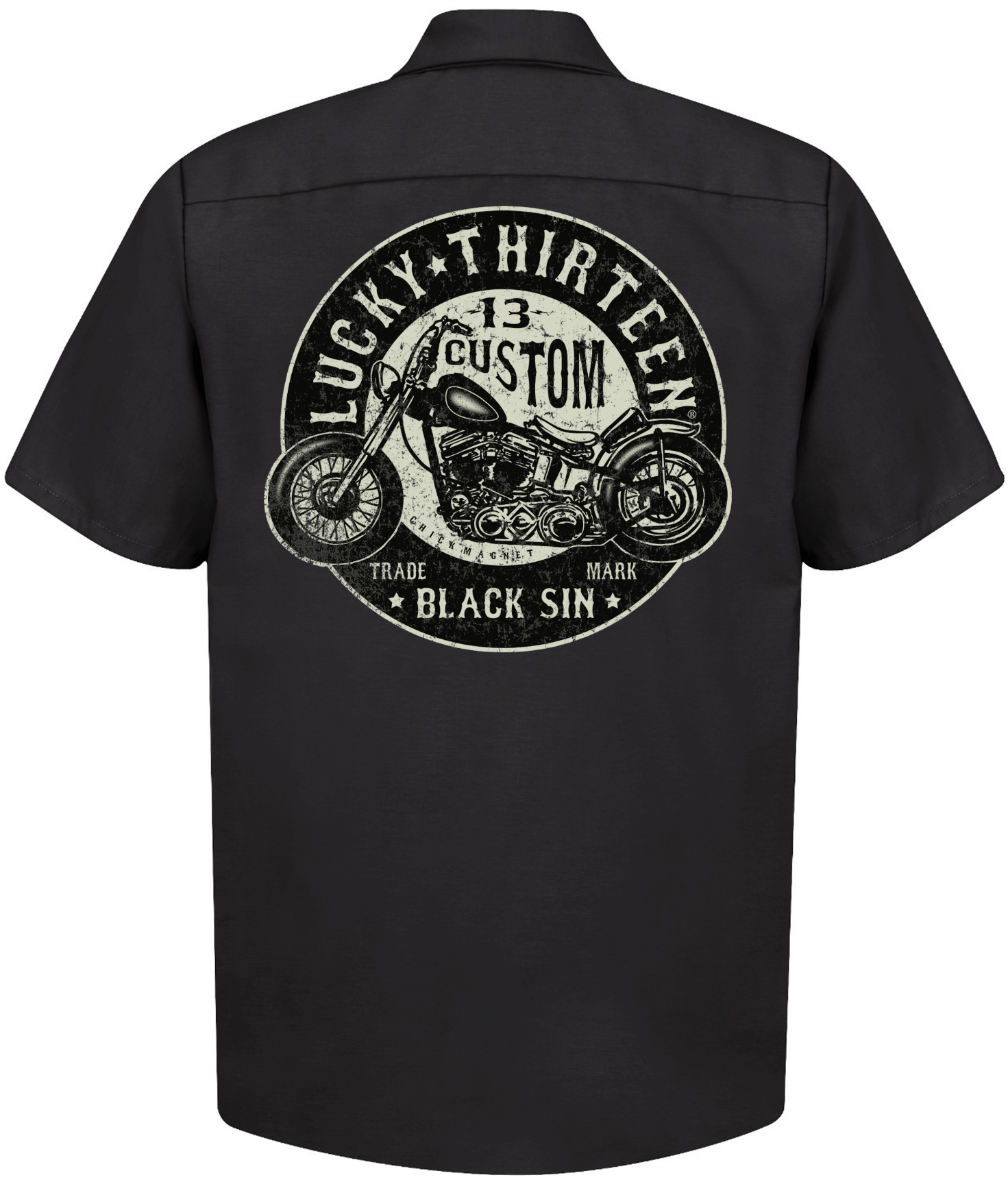 Black Sin Men’s Short Sleeve Workshirt By Lucky 13 Black – Lucky13apparel