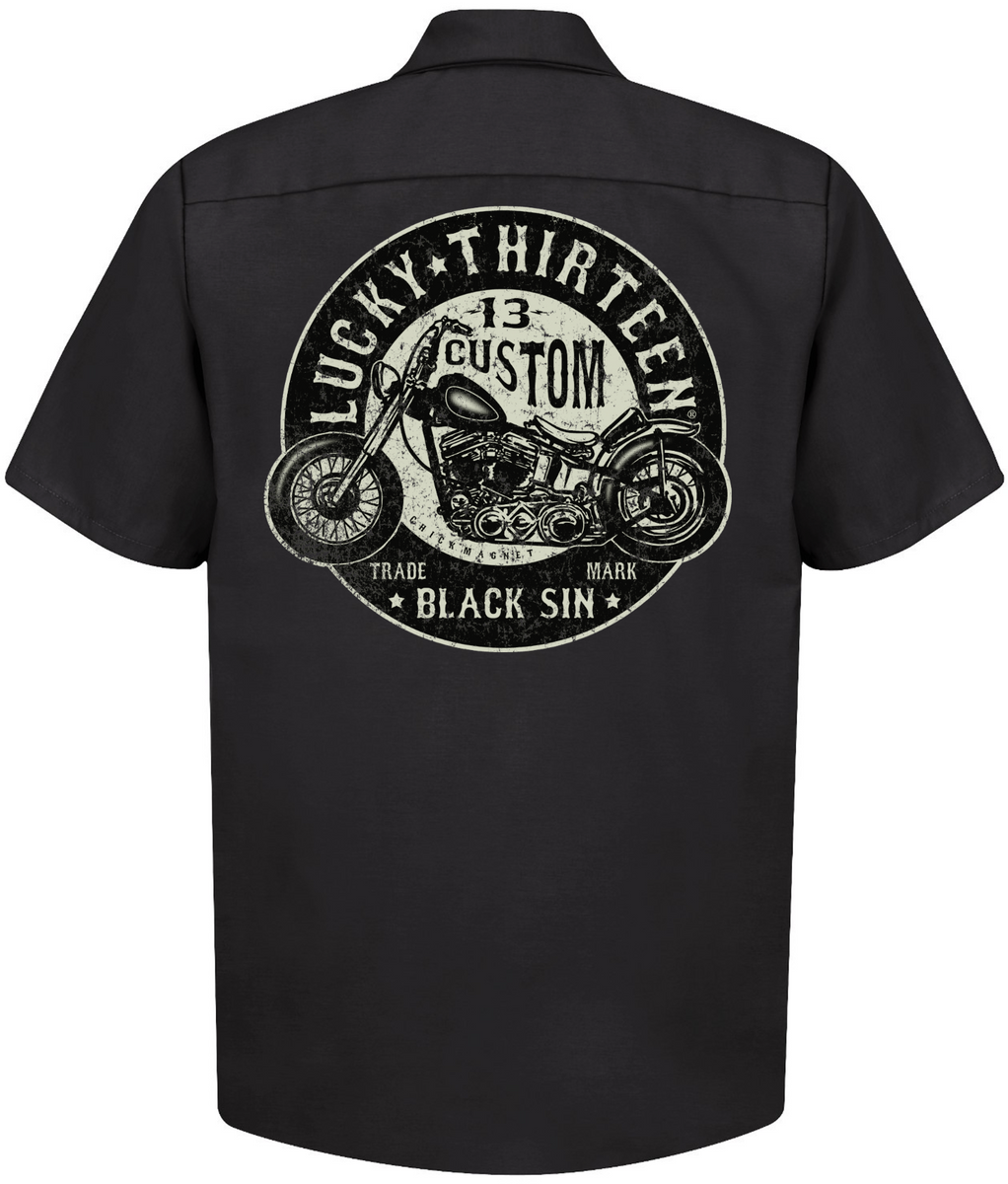 Black Sin Men’s Short Sleeve Workshirt By Lucky 13 Black – Lucky13apparel