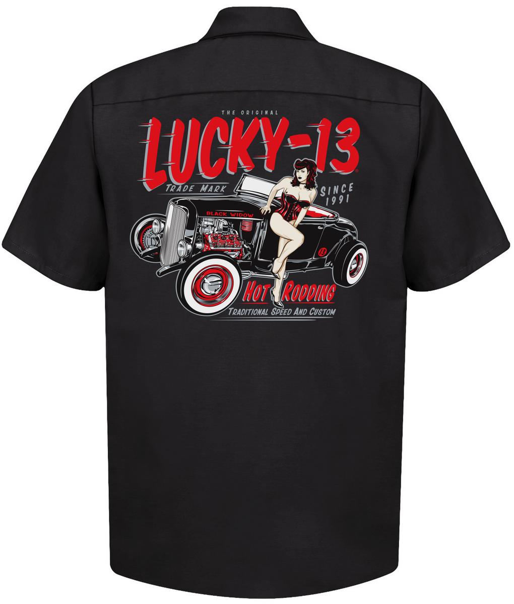 LOLA Men’s Short Sleeve Work shirt By Lucky 13 Black – Lucky13apparel