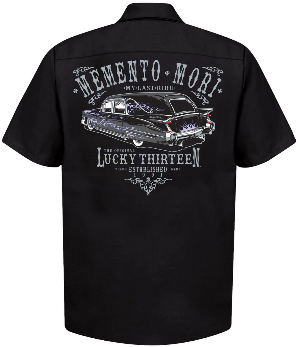 The LAST RIDE Men’s Short Sleeve Work shirt By Lucky 13 Black ...
