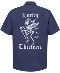 WINGED SKULLY Work Shirt - NAVY