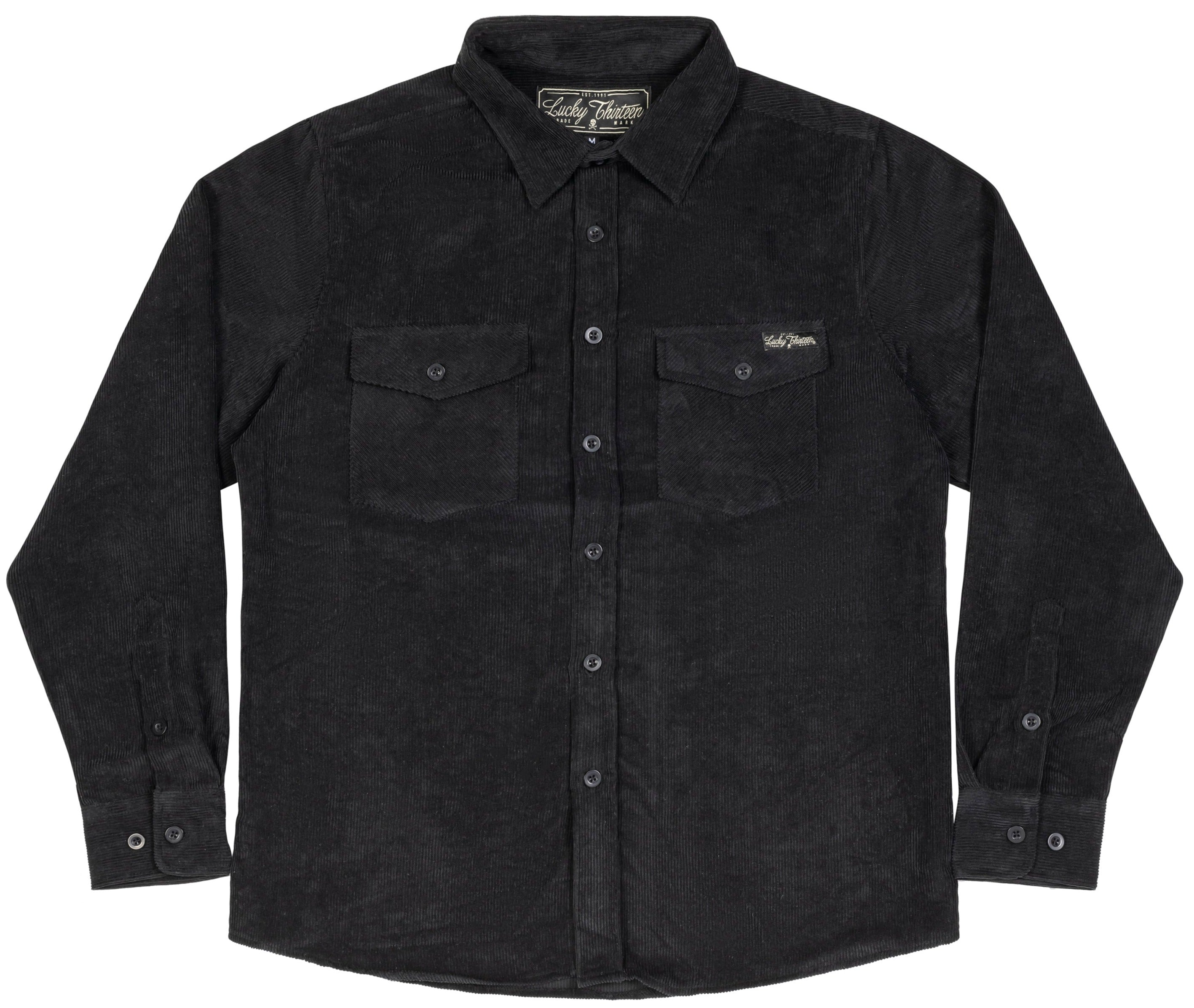 The JUNIOR Sueded Corduroy Button Up Shirt - BLACK