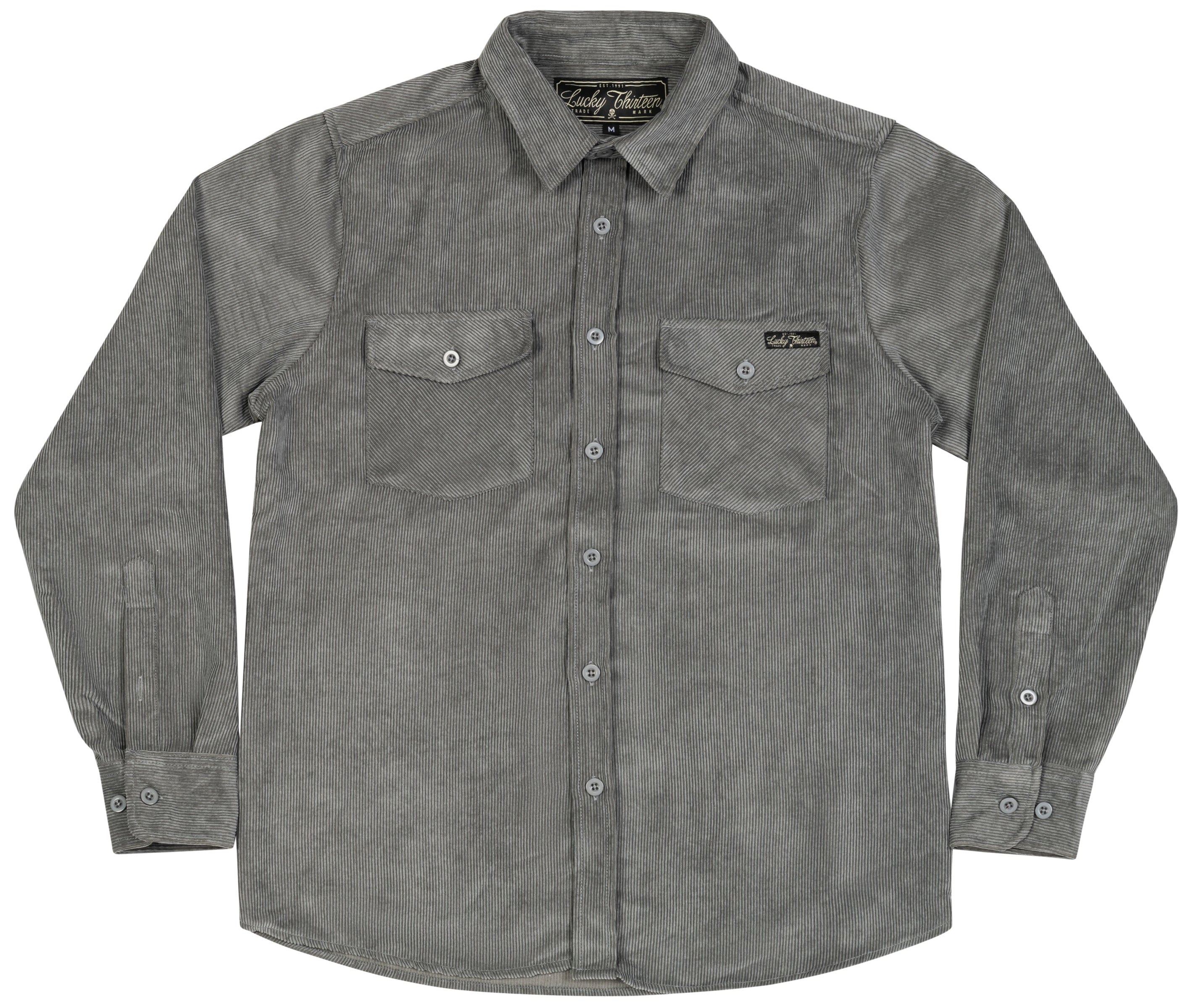 The JUNIOR Sueded Corduroy Button Up Shirt - CHARCOAL