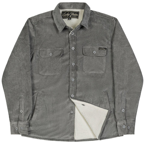 The JOCKO Sherpa Lined Sueded Corduroy Shirt-Jacket - CHARCOAL