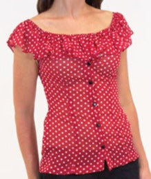 The GUAPA Women’s Off The Shoulder Top - RED/WHITE - ON SALE!!!