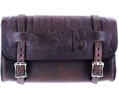 The MFG CO Embossed Leather Tool Pouch - ANTIQUED BROWN