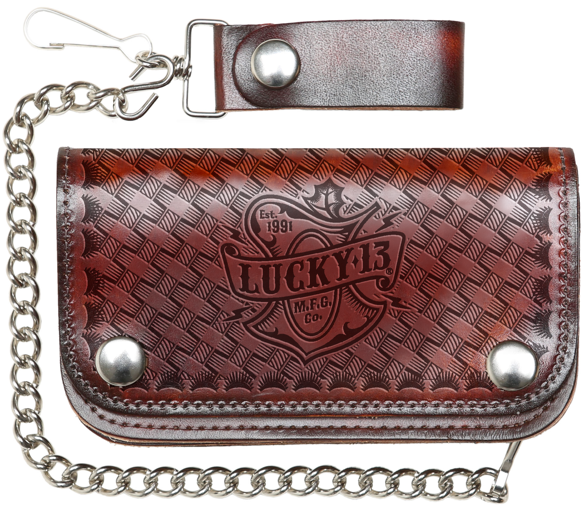 The OLD TIME Embossed 6” Chain Wallet Antiqued – Lucky13apparel The OLD TIME Embossed 6” Chain Wallet Antiqued – Lucky13apparel